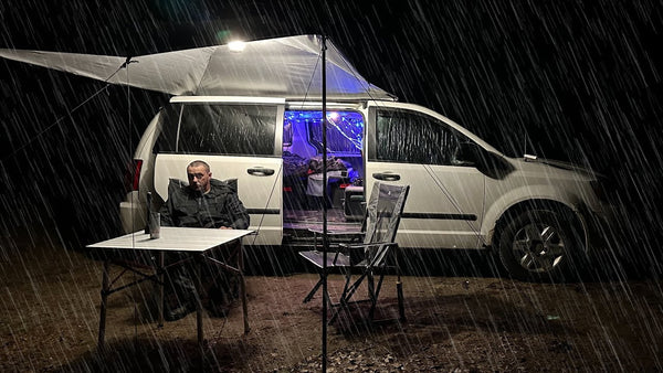 Car Camping in Rain - New Off-Grid Setup | Van Camping in Rainstorm|Leaptrend 700W/1400W Pure Sine Wave Power Inverter for RV, Coffee Van, Semi Truck, Camping Outdoors, Caravan, DC 12V to 110V/120V AC Converter for Lithium Flooded Gel AGM Batteries on Mic
