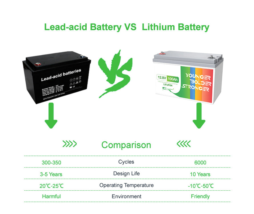 Leaptrend 12V 100Ah Lithium Iron Phosphate LiFePO4 Deep Cycle Battery –  leaptrend